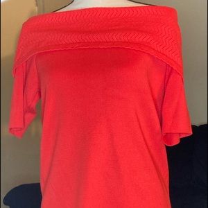 ROZ & ALI , XL, RED OFF THE SHOULDER SWEATER
